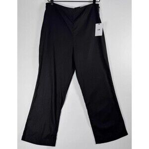 LPA Pants Womens Medium Black Linen Blend Straight Leg High‎ Rise Zipper Pockets